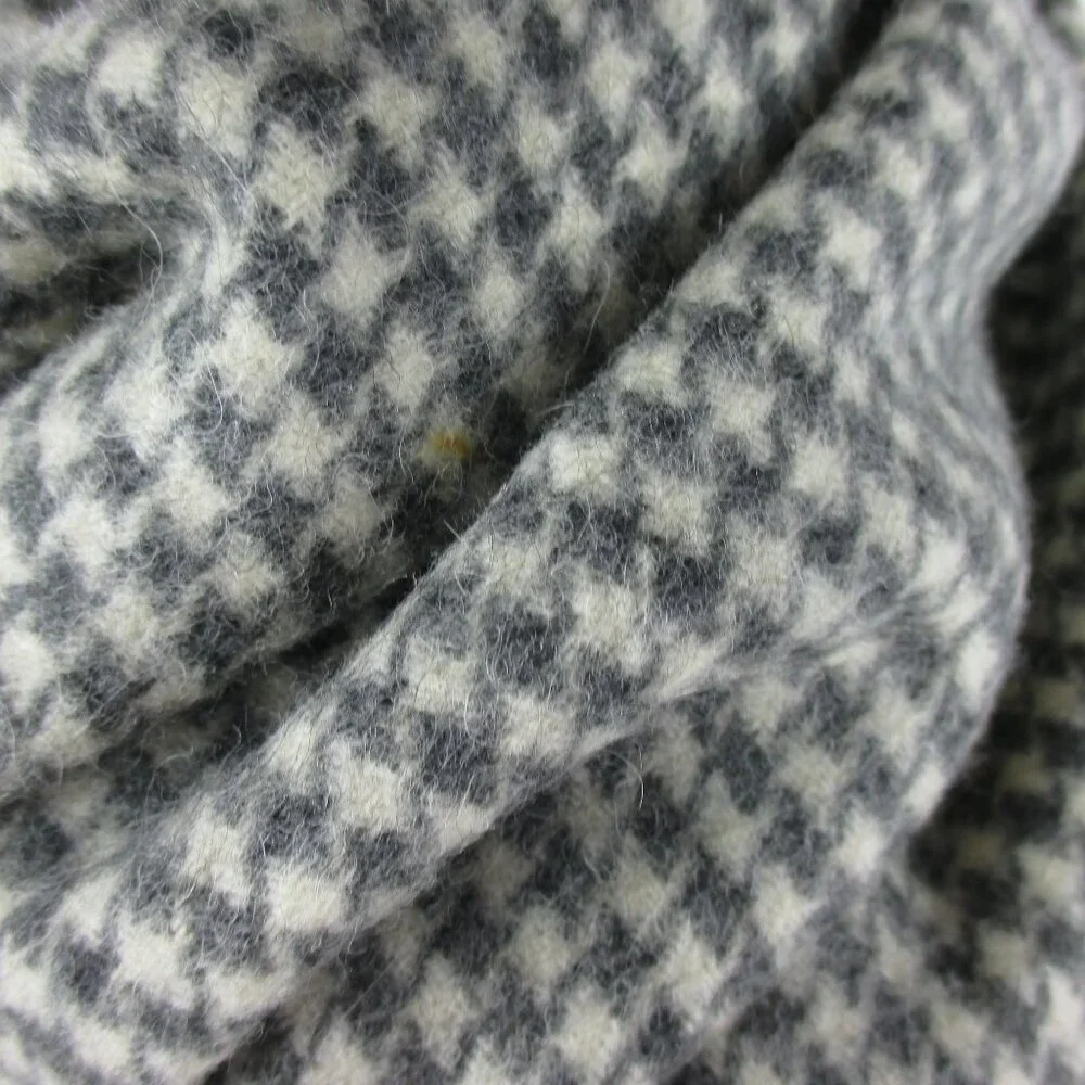Glen Heath Houndstooth Scarf Camel Hair Gray White Scarf Unisex 52" x 11" - Picture 4 of 6